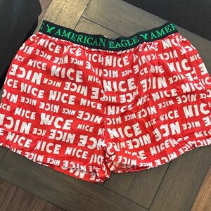 American Eagle Outfitters Red Boxers with White Text